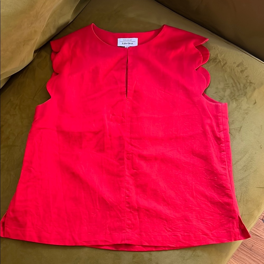 & Other Stories Red Sleeveless Linen Blouse - size 8 / Medium